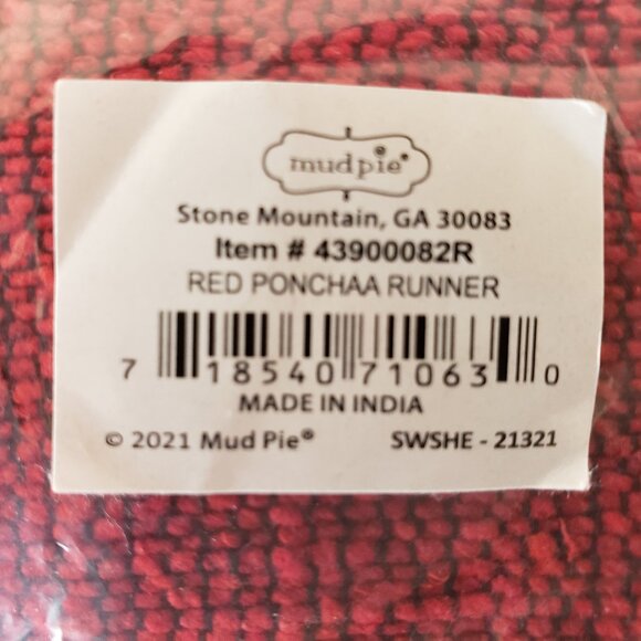 Country Chic Solid Red Table Runner with Tassels by Mud Pie 18" x 90"  NWT - Picture 10 of 12